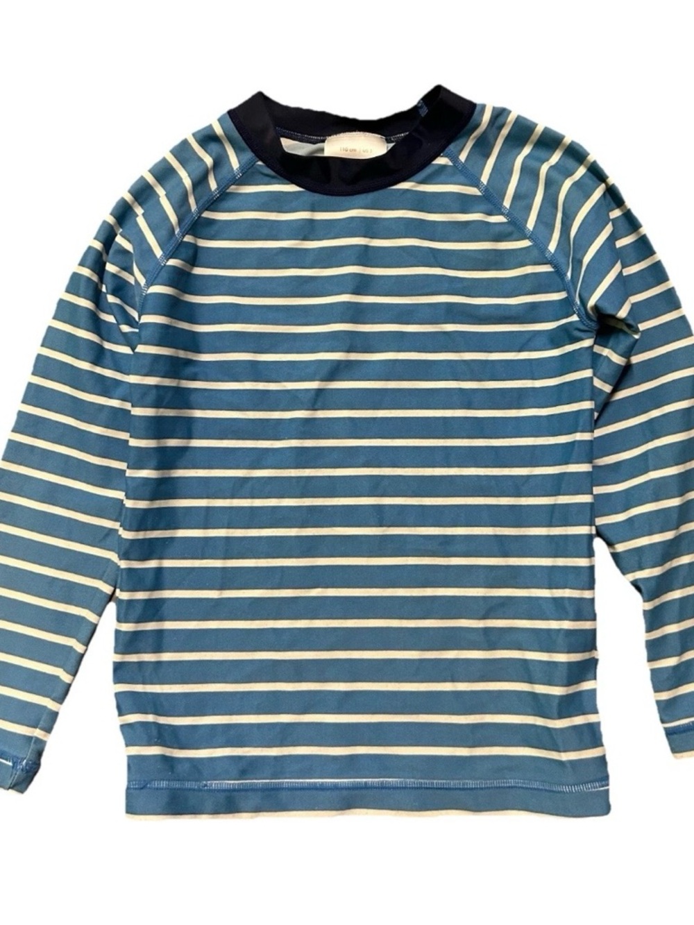 Toddler Hanna Andersson Blue White Striped Rash Guard Size 5 Summer Beach Swim